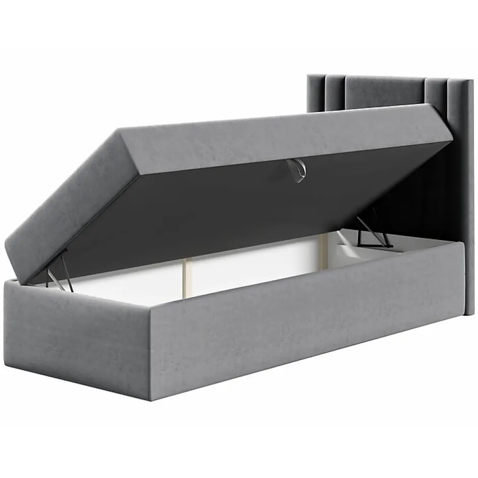 Mobilier1 Lit continental Baltimore 179, Unique, Brun clair, Faux cuir Outlet