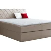 Mobilier1 Lit continental Baltimore 127, Double, Brun clair, Tissu, Disponible