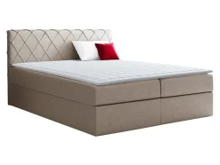 Mobilier1 Lit continental Baltimore 127, Double, Brun clair, Tissu, Disponible