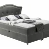 Mobilier1 Lit continental Baltimore 135, Double, Gris, Tissu, Disponible
