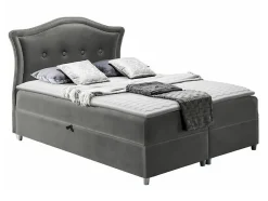 Mobilier1 Lit continental Baltimore 135, Double, Gris, Tissu, Disponible