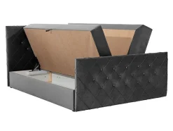 Mobilier1 Lit continental Baltimore 158, Double, Bleu, Tissu, Disponible
