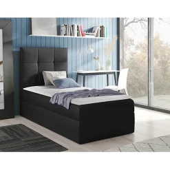 Mobilier1 Lit continental Baltimore 180, Unique, Gris, Faux cuir, Disponible