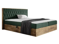 Mobilier1 Lit continental Baltimore 190, Unique, Vert, Tissu, Disponible Sale