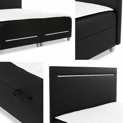 Mobilier1 Lit continental Baltimore 174, Double, Brun clair, Faux cuir Hot