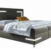 Mobilier1 Lit continental Baltimore 173, Double, Marron, Tissu, Disponible