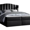 Mobilier1 Lit continental Baltimore 153, Double, Noir, Tissu, Disponible