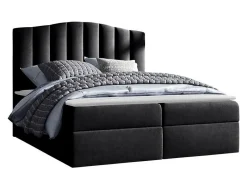 Mobilier1 Lit continental Baltimore 153, Double, Noir, Tissu, Disponible