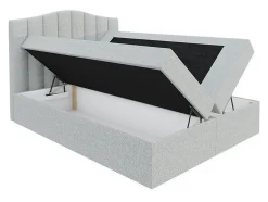 Mobilier1 Lit continental Baltimore 153, Double, Noir, Tissu, Disponible