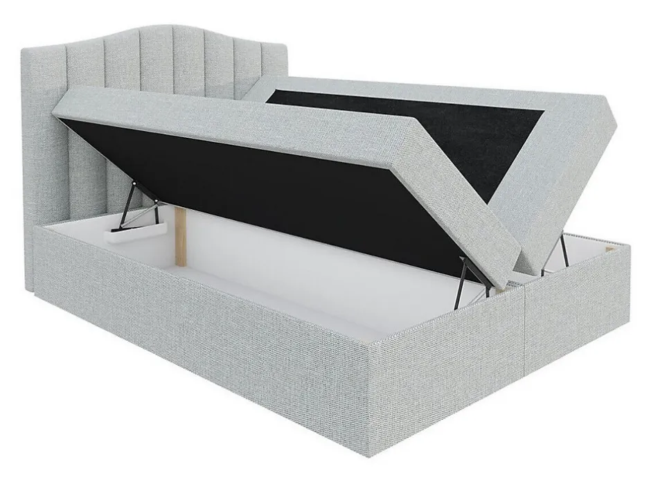 Mobilier1 Lit continental Baltimore 153, Double, Noir, Tissu, Disponible