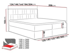 Mobilier1 Lit continental Baltimore 144, Unique, Noir, Tissu, Disponible Online