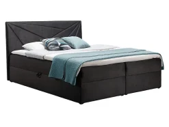 Mobilier1 Lit continental Baltimore 144, Unique, Noir, Tissu, Disponible Online