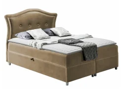 Mobilier1 Lit continental Baltimore 135, Unique, Brun clair, Tissu, Disponible