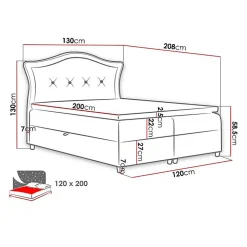 Mobilier1 Lit continental Baltimore 135, Unique, Brun clair, Tissu, Disponible
