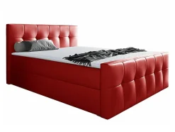 Mobilier1 Lit continental Baltimore 138, Double, Rouge, Faux cuir, Disponible