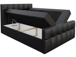 Mobilier1 Lit continental Baltimore 138, Double, Rouge, Faux cuir, Disponible
