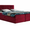 Mobilier1 Lit continental Baltimore 143, Double, Rouge, Tissu, Disponible