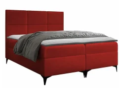 Mobilier1 Lit continental Baltimore 133, Unique, Rouge, Tissu, Disponible