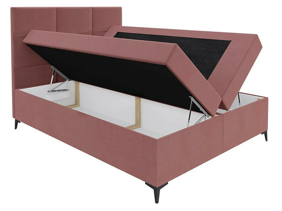Mobilier1 Lit continental Baltimore 133, Unique, Rouge, Tissu, Disponible