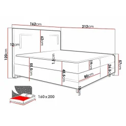 Mobilier1 Lit continental Baltimore 173, Double, Marron, Tissu, Disponible
