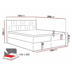 Mobilier1 Lit continental Baltimore 143, Double, Rose, Tissu, Disponible Online