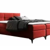 Mobilier1 Lit continental Baltimore 134, Double, Rouge, Faux cuir, Disponible