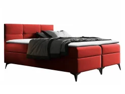 Mobilier1 Lit continental Baltimore 134, Double, Rouge, Faux cuir, Disponible