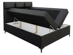 Mobilier1 Lit continental Baltimore 134, Double, Rouge, Faux cuir, Disponible