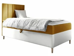 Mobilier1 Lit continental Baltimore 170, Unique, Jaune, Faux cuir, Disponible