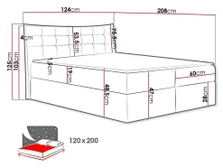 Mobilier1 Lit continental Baltimore 157, Unique, Brun clair, Tissu, Disponible Discount
