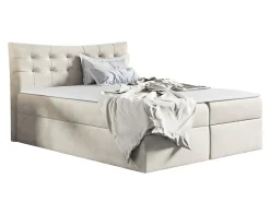Mobilier1 Lit continental Baltimore 157, Unique, Brun clair, Tissu, Disponible Discount