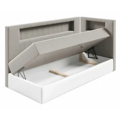 Mobilier1 Lit continental Baltimore 172, Unique, Gris, Faux cuir, Disponible Hot
