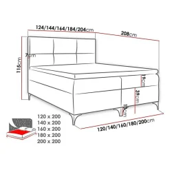 Mobilier1 Lit continental Baltimore 133, Double, Rouge, Tissu, Disponible Discount