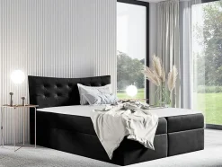 Mobilier1 Lit continental Baltimore 157, Double, Gris, Tissu, Disponible