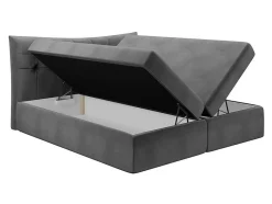 Mobilier1 Lit continental Baltimore 157, Double, Gris, Tissu, Disponible