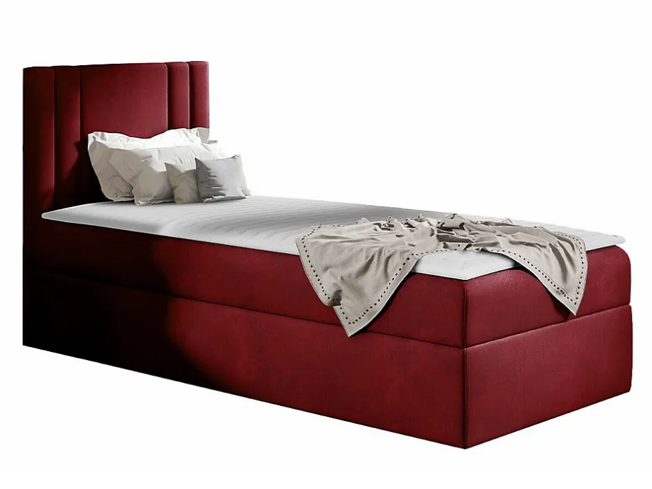 Mobilier1 Lit continental Baltimore 179, Unique, Rouge, Tissu, Disponible Online