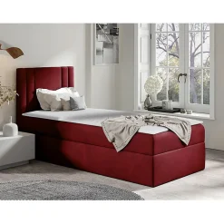 Mobilier1 Lit continental Baltimore 179, Unique, Rouge, Tissu, Disponible Online