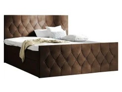Mobilier1 Lit continental Baltimore 161, Double, Marron, Tissu, Disponible