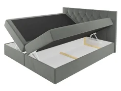 Mobilier1 Lit continental Baltimore 159, Double, Noir, Tissu, Disponible