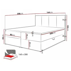 Mobilier1 Lit continental Baltimore 147, Double, Rose, Tissu, Disponible Discount