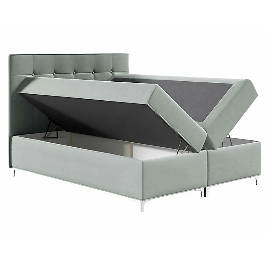 Mobilier1 Lit continental Baltimore 185, Double, Marron, Tissu, Disponible