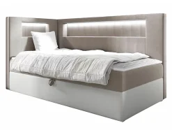 Mobilier1 Lit continental Baltimore 172, Unique, Brun clair, Faux cuir Outlet