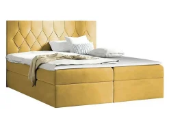 Mobilier1 Lit continental Baltimore 159, Double, Jaune, Tissu, Disponible New