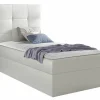 Mobilier1 Lit continental Baltimore 180, Unique, Blanc, Faux cuir, Disponible
