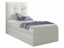 Mobilier1 Lit continental Baltimore 180, Unique, Blanc, Faux cuir, Disponible