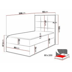 Mobilier1 Lit continental Baltimore 180, Unique, Blanc, Faux cuir, Disponible