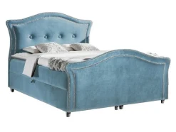 Mobilier1 Lit continental Baltimore 136, Double, Bleu, Tissu, Disponible