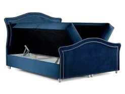 Mobilier1 Lit continental Baltimore 136, Double, Bleu, Tissu, Disponible