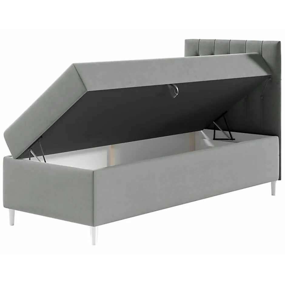 Mobilier1 Lit continental Baltimore 171, Unique, Gris, Faux cuir, Disponible Discount