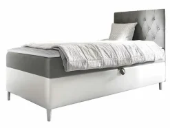 Mobilier1 Lit continental Baltimore 171, Unique, Gris, Faux cuir, Disponible Discount